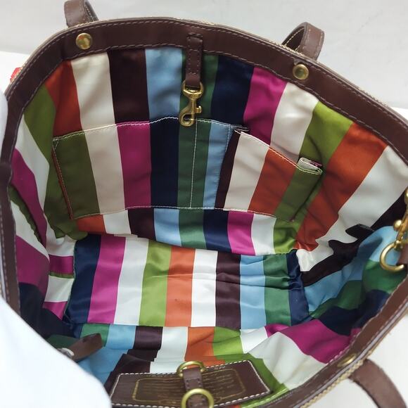 Coach Signature Brown Canvas 65th Ann. Double Handle Zipper Tote Bag W/ Wallet - Picture 14 of 16